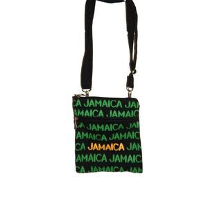 Bovano USA Jamaica black canvas adjustable strap crossbody souvenir purse bag